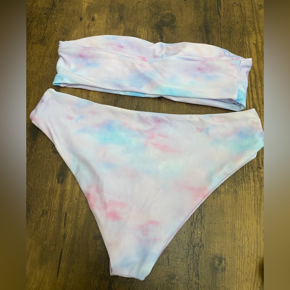 Women’s Pastel Tie Dye Two Piece Swim Suit - Picture 2 of 4